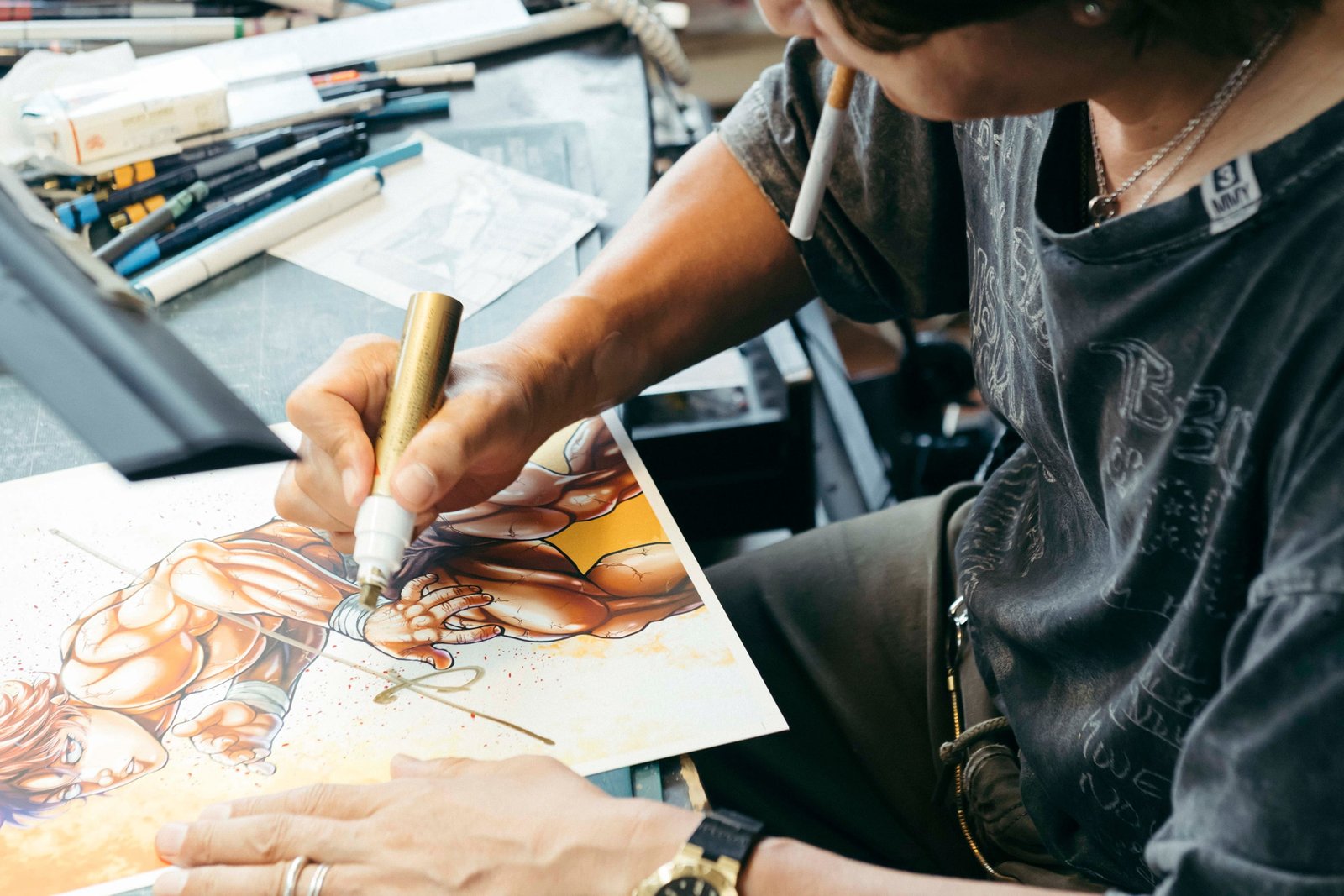 Artist drawing